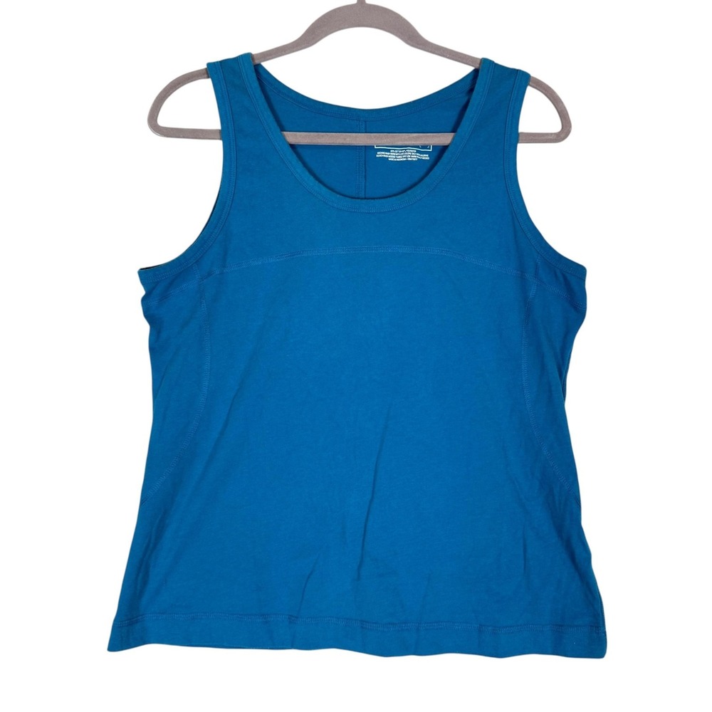 Tek Gear Tank Top Womens Large Blue Scoop Neck Stretch Basic Jersey Athletic